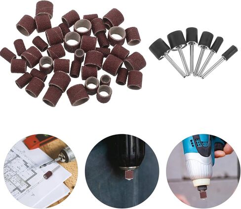 COHEALI 51pcs Rotary Tool Sanding Drum Set with Sanding Bands, Drill Attachment for Metal Grinding and Polishing, DIY Model Making and Rust Removal Accessories in Kuwait