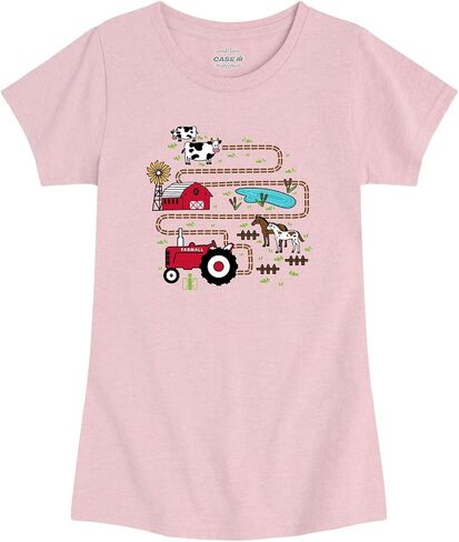 Case IH - Tractor Road Map - Toddler Girls Fitted Short Sleeve T-Shirt in Kuwait