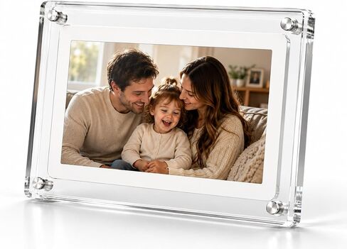 7 Inch Acrylic Digital Picture Frame, No WiFi Needed, Photos and Videos | 4GB Storage, USB Transfer, Rechargeable Battery in Kuwait