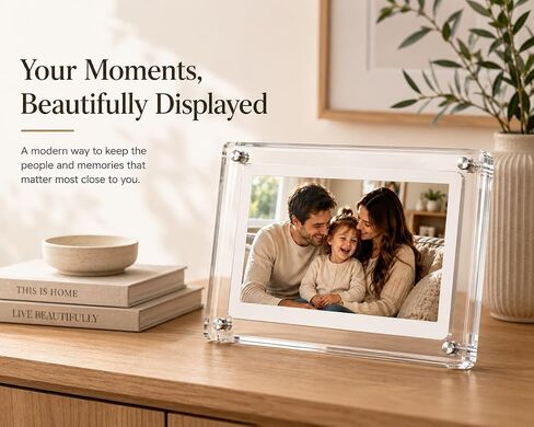 7 Inch Acrylic Digital Picture Frame, No WiFi Needed, Photos and Videos | 4GB Storage, USB Transfer, Rechargeable Battery in Kuwait
