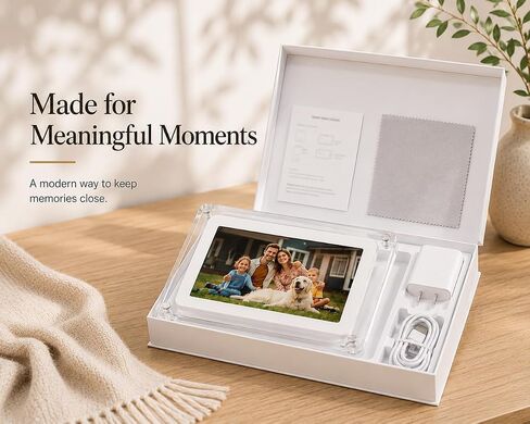 7 Inch Acrylic Digital Picture Frame, No WiFi Needed, Photos and Videos | 4GB Storage, USB Transfer, Rechargeable Battery in Kuwait