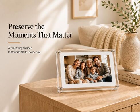 7 Inch Acrylic Digital Picture Frame, No WiFi Needed, Photos and Videos | 4GB Storage, USB Transfer, Rechargeable Battery in Kuwait