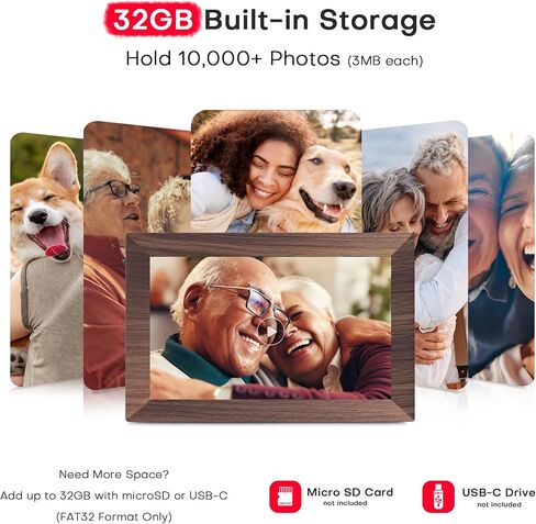 Frameo Digital Picture Frame, 10.1'' Electronic Photo Frame Load from Phone | 1280×800 IPS Touch Screen, 32GB, Easy Share Photos & Videos with Family, Birthday Anniversary Wedding House Warming Gifts in Kuwait
