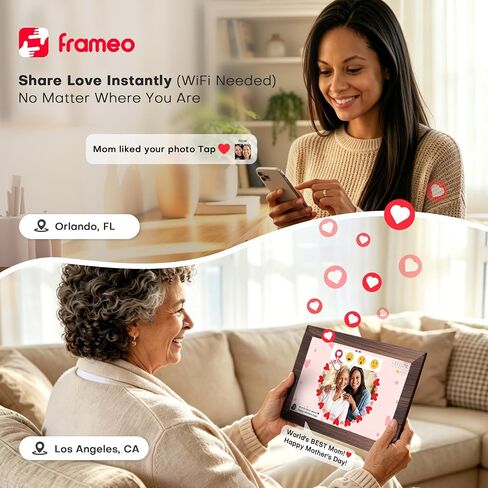 Frameo Digital Picture Frame, 10.1'' Electronic Photo Frame Load from Phone | 1280×800 IPS Touch Screen, 32GB, Easy Share Photos & Videos with Family, Birthday Anniversary Wedding House Warming Gifts in Kuwait