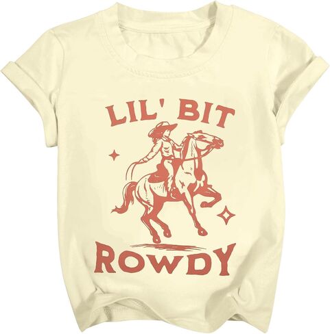 Western Shirt Todder Cowgirls Country T-Shirt Horse Tee Lil Bit Rowdy Short Sleeve Tops Girls Rodeo Outfit in Kuwait