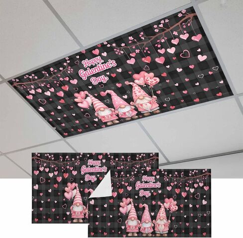 Fluorescent Light Covers, Galentine's Day Magnetic Light Covers for Ceiling Lights, Pink Gnomes Love Heart Balloon Tree Branch Fluorescent Ceiling Shade for Classroom Bedroom Office 4x2Ft x 1PCS in Kuwait