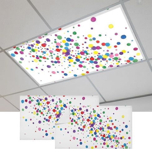 Fluorescent Light Covers, Colorful Polka Dot Magnetic Light Covers for Ceiling Lights, Cartoon Cute Abstract Graffiti Fluorescent Ceiling Shade Filters for Classroom Bedroom Office 4x2Ft x 2PCS in Kuwait