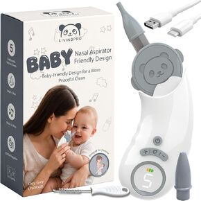 Electric Nasal Aspirator for Baby – Nose Sucker with Toddler Friendly Design, 5 Suction Levels up to 70kPa, Soothing LED & Music, Removable Lid, IPX7 Waterproof, USB-C Rechargeable in Kuwait