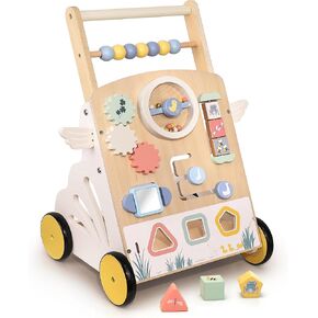 Wooden Baby Walker, Speed Adjustable Little Swan Baby Push Walker | Walker for Baby with Montessori Activity Center for 12+ Months Learning to Walk, Kids Development Gift in Kuwait