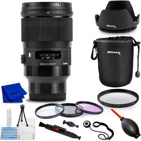 Sigma 28mm f/1.4 DG HSM Art Lens for Sony E 441965 - Accessory Bundle Inlcudes: Lens Pouch, Tulip Hood Lens, Filter Kit, Lens Cap Keeper and More in Saudi Arabia