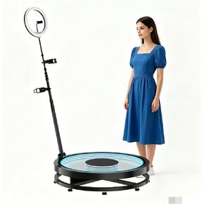 360 Photo Booth Machine for Group Events, 80cm Rotating Base Fits 3-5 People, Automatic Spin Camera with App Lighting Control in Kuwait