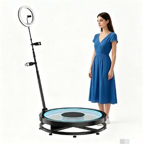360 Photo Booth Machine for Group Events, 80cm Rotating Base Fits 3-5 People, Automatic Spin Camera with App Lighting Control in Kuwait