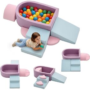 Korser Toddler Climbing Toys Indoor, Baby Climbing Blocks with Ball Pit for Toddlers 1-3, 6-Piece Foam Toddler Climbing Blocks Set，Climb & Crawl Activity Play Set, Birthday Gift (Balls not Included) in Kuwait