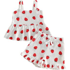 fhutpw Baby Toddler Girl Summer Clothes Sleeveless Tank Tops Ruffle Dress Shorts Set Spring Princess Outfits in Saudi Arabia