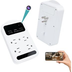 2026 Upgraded 4K WiFi Nanny Cam Hidden Camera with Night Vision,Wireless Outlet Charger Camera,Motion Detection|SD Storage Indoor Camera for Pet|Home|Office (White) in Saudi Arabia
