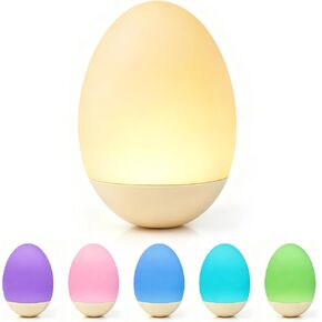 Egg Light for Nursery, Soft Light for Nighttime Feedings & Diaper Changes | 7 Colors Changing Mode, Eye Caring, Touch Control, Timer, Stepless Dimming, Rechargeable, Soft Silicone, BPA Free in Kuwait