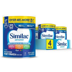 Similac Advance Baby Formula Powder With Iron, Inspired by Breast Milk | Nutritionally complete infant formula for babies, support for brain & eye development, easy to digest, 30.8 oz value-size can in Kuwait