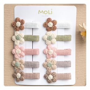 10 PCS 2-in Floral & Pom Pom Small Baby Hair Clips Set Fully Lined Non-Slip Alligator Clips for Toddler Girls Infants Newborns Fine Hair Handmade Flower & Polka Dot Bow Accessories Set (Flower) in Kuwait