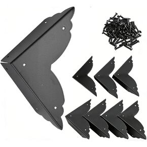 Antique Bronze Metal Corner Protectors for Furniture, 8Pcs Edge Guards for Coffee Table, Bed Frame, Vintage Photo Frame, Stairs, Baseboard with Screws, 2.75"x2.75"x0.98" (Black) in Kuwait