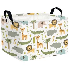 Cute Baby Basket Fabric Nursery Toy Storage Bin Collapsible Gift Box with Handle Woodland Room Decor (Green) in Saudi Arabia