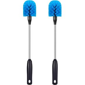 MOSOLAN Stainless Steel Bottle Brush with Replaceable Head, 2 Pack Long Handle Scrubbing Brush for Water Bottles, Glasswares, Mugs, Flasks, Tumblers, Vases, and Kitchen Sink, Blue, 13 in - 15 in in Saudi Arabia