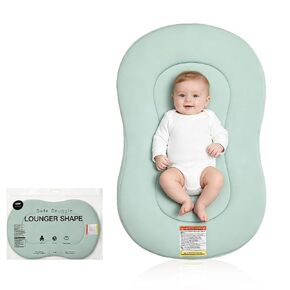 Baby Lounger Curve，Snuggle Lounger me for Newborn 0-12 Months，Cotton Infant Lounger Machine Washable Baby nest Cover，Infant Support Cushion Baby Essentials Gift, Travel Bag - Green Blue in Kuwait