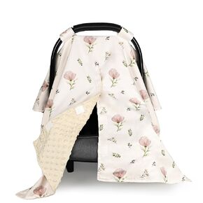 SWESEN Car Seat Cover Baby for Girls, Peekaboo Opening Baby Carseat Covers, Universal Car Seat Canopy Cover & Nursing Cover, 360° Full Coverage Sun & Wind Protector, Floral, Simple Floral in Saudi Arabia