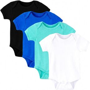 NMK 4-Pack Baby Bodysuits Pure Cotton Boy Girl Clothes Soft Newborn Infant Outfit Short Sleeve Romper in Kuwait
