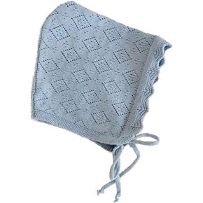 Baby Girls Hats Cotton Solid Color Baby Hats & Caps for 0-24 Months Newborn Baby Knitted Hat with Ruffle Flower Blue, Blue, 30*20.5*1cm in Kuwait