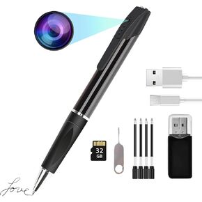 HD 1080P Mini Body Camera Pen with 32GB，No WiFi Needed No Audio | One-Button Control Nanny Cam with Video & Photos,70-Minutes Battery,Suitable for Indoor and Outdoor Security and Recording in Kuwait