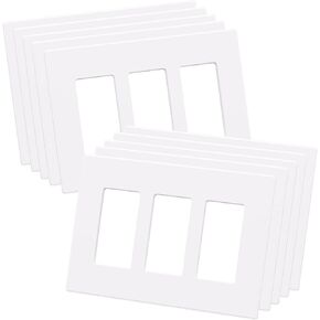 AIDA 3-Gang Midsize Screwless Light Switch Cover Plate, Matte White Decorator Wall Plates, 10-Pack Unbreakable Thermoplastic Outlet Covers & Receptacles Faceplate, UL Listed, 4.88" H x 6.75" L in Saudi Arabia