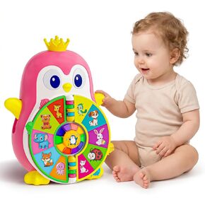 1 Year Old Boy Gifts, Interactive Musical Penguin Toy with Spinning Lights & Sounds,Spanish English Bilingual Talking Learning Toys with 5 Themes & 50 Words, First Birthday Gift for Toddlers 1-3 in Kuwait