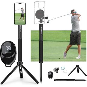 PrecisionMaster Golf Tripod & Monopod, Magnetic Golf Film Stick 52" Adjustable Aluminum, Golf Swing Training Aid Compatible with Mag-Safe iPhone Android Phones (4N Magnet) in Kuwait