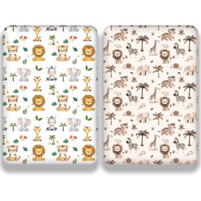 4 Pack Safari Jungle Animals Baby Sheets Neutral Unisex Fitted Lion Nursery Baby Sheet Set Toddler Mattress Sheets for Boys or Girls (Crib Sheets) in Saudi Arabia