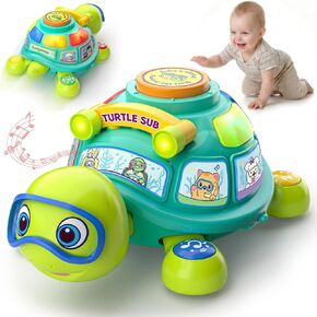 Musical Baby Toys 6-12 Months, Bilingual Educational Turtle Toys for Infants 5 6 7 8 9 10 Months, Crawling Tummy Time Toy with Light & Sound, Baby Boy Girl Gifts for 6 7 9 12 Months in Kuwait