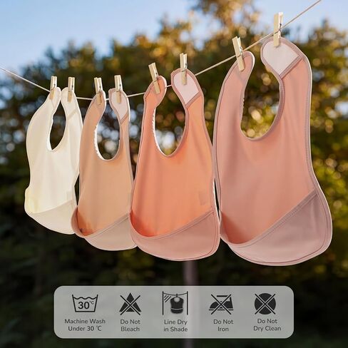 POIKSHARK 4-Pack Waterproof Baby Feeding Bibs with Large Food Catcher – Toddler Apron for Eating, Easy to Put On & Clean, Baby Eating Essentials, Baby Shower (Pink) in Kuwait