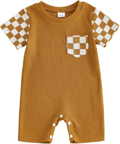 Amnnchya Baby Boy Girl Summer Clothes Soccer Waffle Short Sleeve Romper One Piece Summer Jumpsuit Newborn Infant Clothes in Kuwait