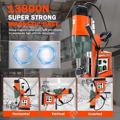 Mag Drill Press, 1800W 2" Boring Diameter, 3102lbf/13800N Power Magnetic Drill Press, 760 PRM, 10-Speed Regulation, Electric Drilling Machine for Industrial and Home Improvement in Kuwait