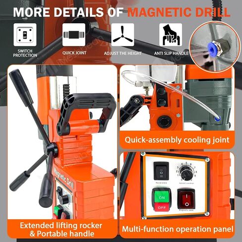Mag Drill Press, 1800W 2" Boring Diameter, 3102lbf/13800N Power Magnetic Drill Press, 760 PRM, 10-Speed Regulation, Electric Drilling Machine for Industrial and Home Improvement in Kuwait
