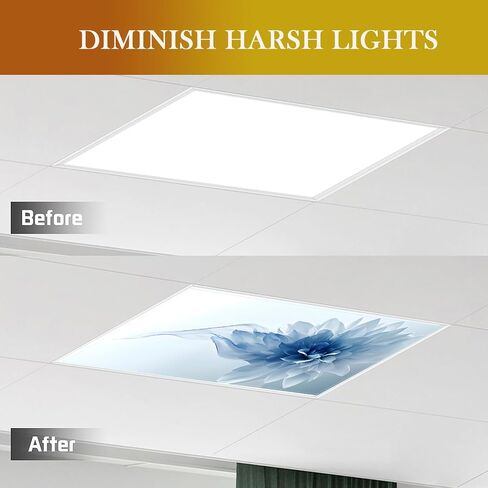 2 Pcs Fluorescent Light Covers for Drop Ceiling, Magnetic Fabric Diffuser, 4x2 Feet, for Office, School, Hospital, Home(Blue Dahlia) in Kuwait