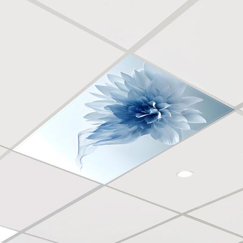 2 Pcs Fluorescent Light Covers for Drop Ceiling, Magnetic Fabric Diffuser, 4x2 Feet, for Office, School, Hospital, Home(Blue Dahlia) in Kuwait