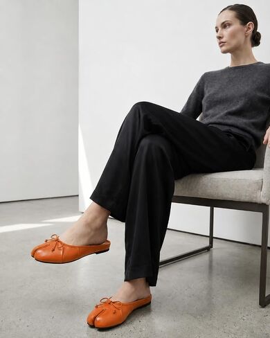 Women’s Split Toe Mule Flats Slip On Minimalist Ballet Flats with Bow Detail Comfortable Casual Dress Shoes for Work, Brunch and Daily Wear in Kuwait