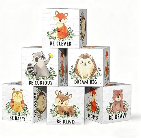 Nursery Decor Animals Wall Decor Set of 6, Inspirational Woodland Nursery Decor Table Wooden Decorations, Animals Shelf Decoration for Bedroom Playroom Gifts, 1.6 Inch in Kuwait