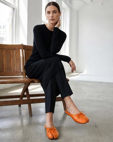 Women’s Split Toe Mule Flats Slip On Minimalist Ballet Flats with Bow Detail Comfortable Casual Dress Shoes for Work, Brunch and Daily Wear in Kuwait
