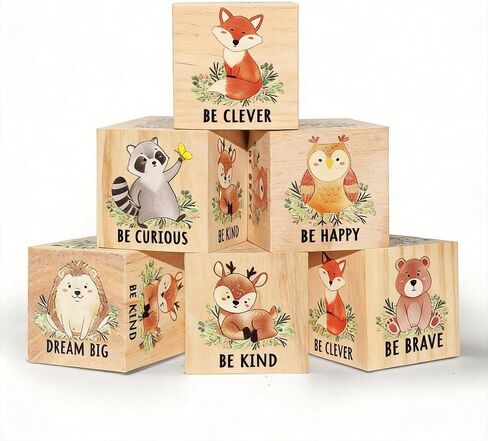 Nursery Decor Animals Wall Decor Set of 6, Inspirational Woodland Nursery Decor Table Wooden Decorations, Animals Shelf Decoration for Bedroom Playroom Gifts, 1.6 Inch in Kuwait