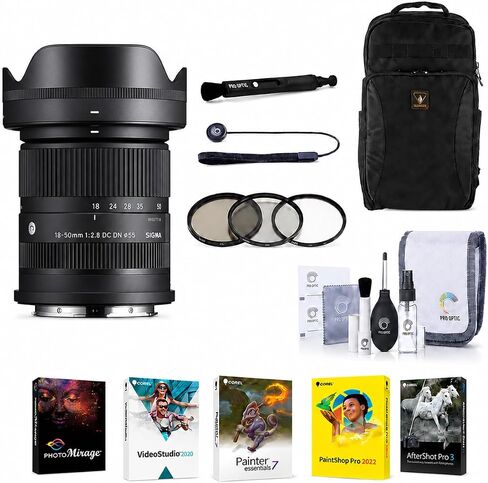 Sigma 18-50mm f/2.8 DC DN Contemporary Lens for Sony E with 4-Year USA Warranty, 55mm UV/CPL/ND Filter Kit, Backpack, Cleaning Kit, Lens Cleaner, Cap Tether & Software Kit in Kuwait