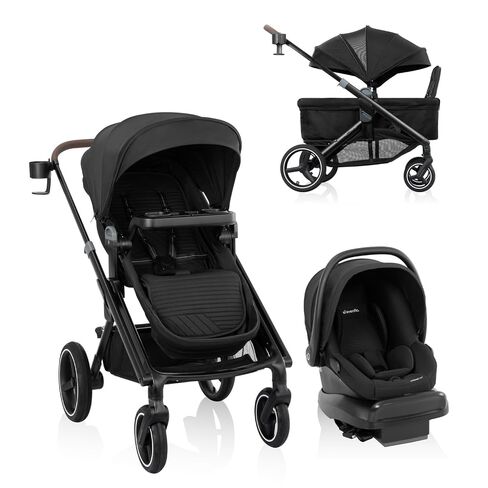 Evenflo Transformer Stroller to Wagon Travel System Featuring LiteMax NXT Infant Car Seat (Fog Gray) in Kuwait