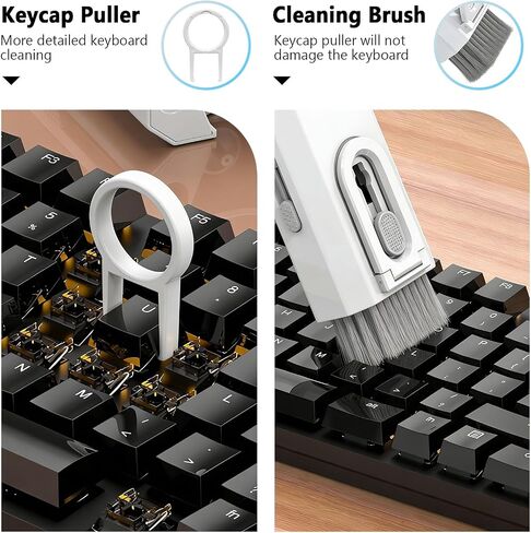 TENOC 8 in 1 Multi Function Cleaning Kit, Keyboard Cleaner for Laptop Phone Earbuds, Portable Electronic Cleaning Tool with Brush Keycap Puller Cloth for Office Home, White in Kuwait
