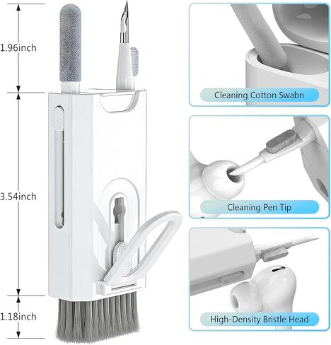 TENOC 8 in 1 Multi Function Cleaning Kit, Keyboard Cleaner for Laptop Phone Earbuds, Portable Electronic Cleaning Tool with Brush Keycap Puller Cloth for Office Home, White in Kuwait