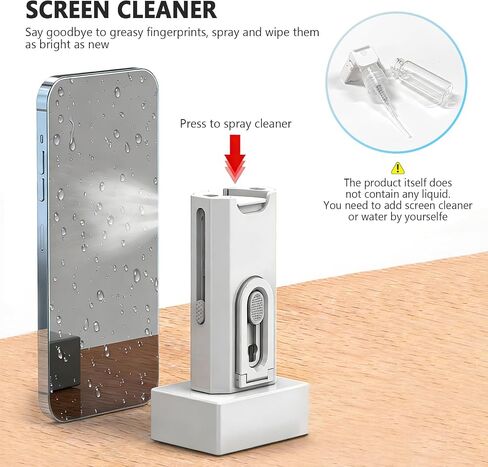 TENOC 8 in 1 Multi Function Cleaning Kit, Keyboard Cleaner for Laptop Phone Earbuds, Portable Electronic Cleaning Tool with Brush Keycap Puller Cloth for Office Home, White in Kuwait